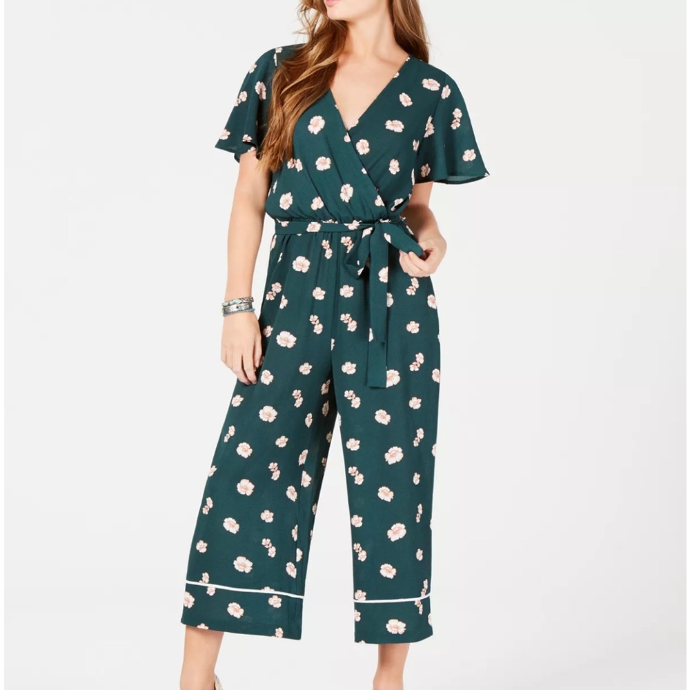 Floral Faux-Wrap Jumpsuit